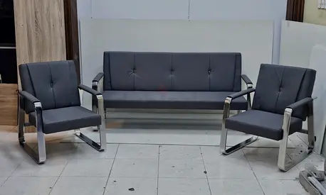 3-piece modern grey office/lounge sofa set with metal frame