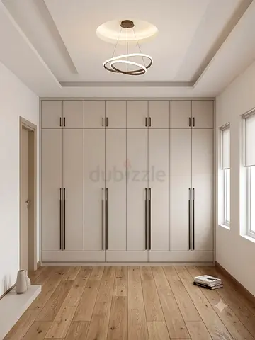 Built-in Full Wall Wardrobe - Modern Beige Finish
