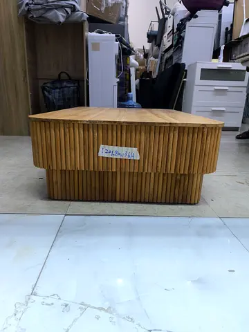 Solid Wood Low Coffee Table with Vertical Slat Design