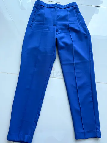 Blue womens tailored ankle trousers