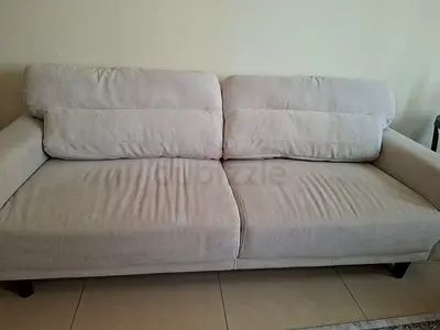 Beige 3-Seater Fabric Sofa - Good Condition