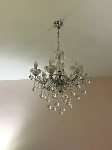 Set of 2 Crystal chandeliers with hanging glass drops - excellent condition