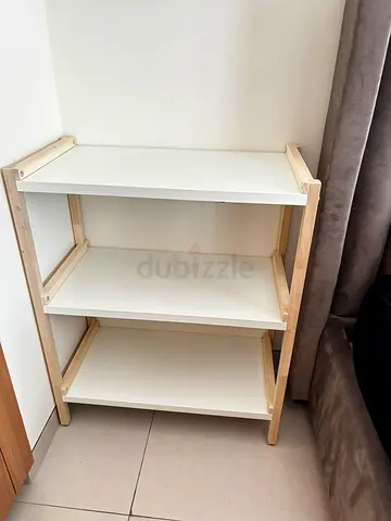 IKEA Shelf 27 X 85 X 35 cm - White Boards, Natural Frame