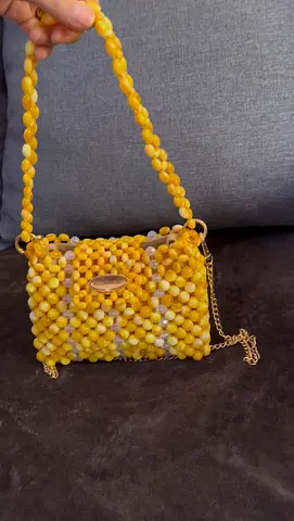 Yellow high quality handmade beaded bag