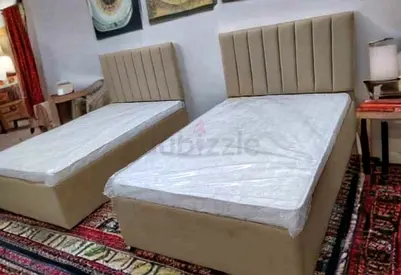 Pair of Double upholstered beds with headboards — like new
