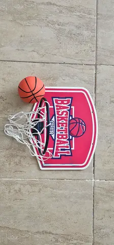 Mini wall-mounted basketball hoop with foam ball and net