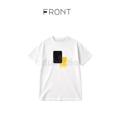 Sun  Pitch: White Graphic T‑Shirt with Minimal Black  Yellow design