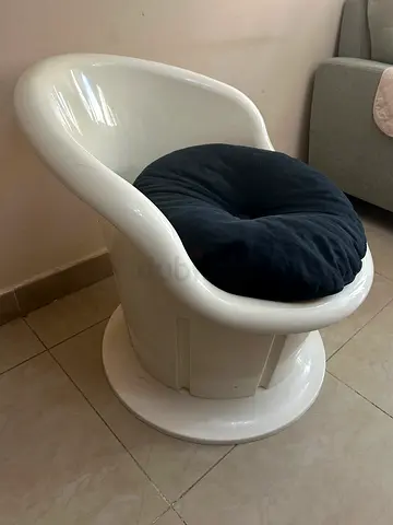 White Modern Swivel Accent Chair with Black Cushion and huge storage 2 nos