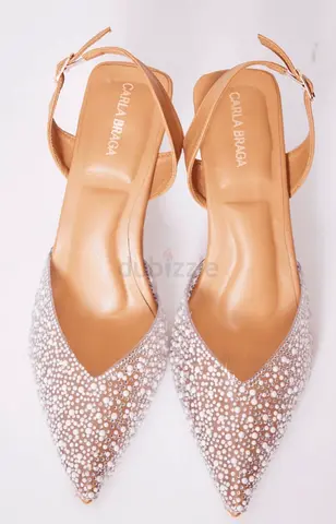 Womens Glitter Slingback Heels - Size 38