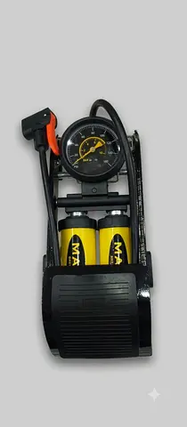 Double Cylinder Bike Foot Pump with Pressure Gauge, Aluminum Body, Smart Valve for Presta Schrader