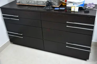 Dark wood 8 drawers dresser table