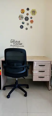 Wooden Study Desk with 3 Drawers and Office Chair - Good Condition