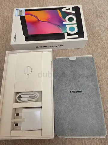 Samsung Galaxy Tab A with charger, cable and cover. Brand new
