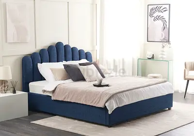 Modern Upholstered Bed with Scalloped Headboard
