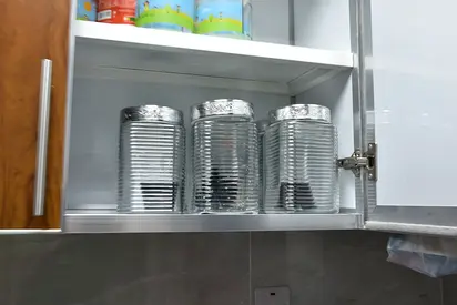 Big glass jars with silver lid