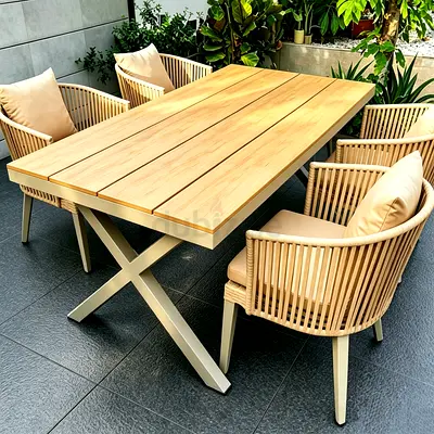 Outdoor leisure rattan table and chair set