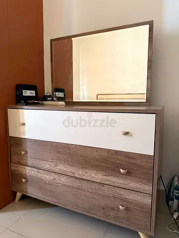 Wooden 3-Drawer Dresser with Mirror - Good Condition