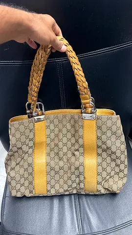 Gucci Bicolor GG Bamboo Bar Medium Tote Bag