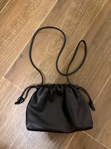 Other Stories - small black leather drawstring shoulder bag