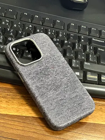 Iphone 15 pro Fabric textured grey phone case (fits large camera module)