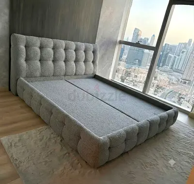 Grey Tufted Fabric Bed Frame