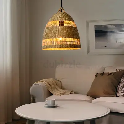 Woven Rattan Pendant Ceiling Lamp - Boho Pendant Light (2 in stock)