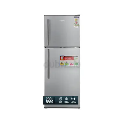 Geepas 200L Double Door Defrost Refrigerator With Grip Handle, GRF2209SXE