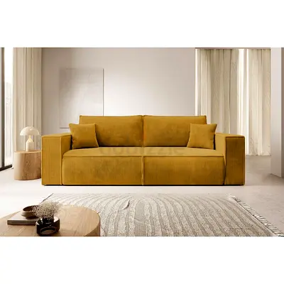 New Mustard Yellow 3-Seater Corduroy Sofa - Modern Design