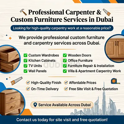 🔨 Professional Carpenter Custom Furniture Services in Dubai 🔨 Looking for high-quality carpentr