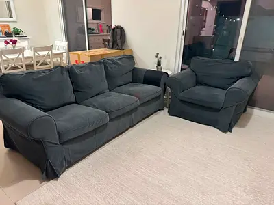 IKEA EKTORP Armchair - Hakebo Dark Grey, Good Condition - 3+1