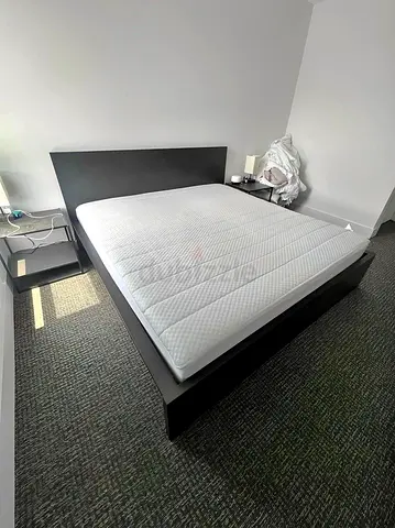 Ikea King Black Malm bed frame with Ikea King mattress