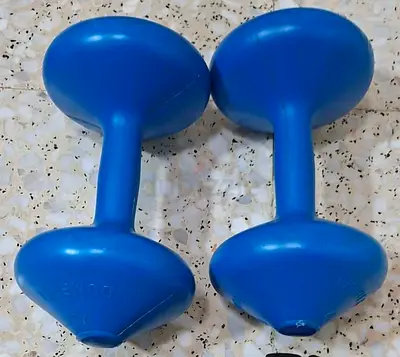 Pair of small blue vinyl dumbbells (lightweight) - 4.5 Kg each