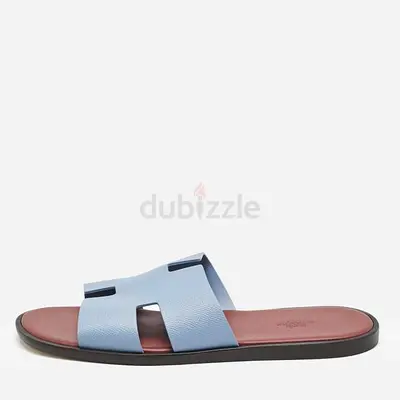 Hermes Blue Leather Izmir Flat Sandals Size 42