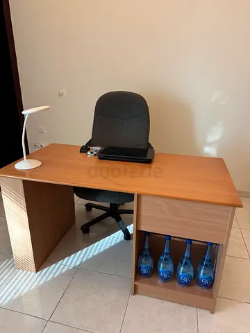 Wooden Desk and Swivel Chair Set