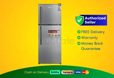 Geepas 200L Double Door Refrigerator, GRF2209SXE | Warranty | FREE Delivery | SHJ5642