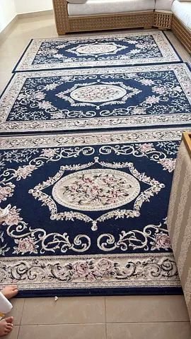 Set of 3 Persian-style Navy Blue Rugs - Good Condition