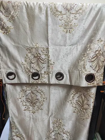 Beige embroidered curtains with grommets - set of 2 (used)