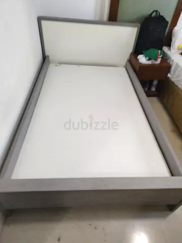 Single bed frame with headboard and mattress grey, good condition