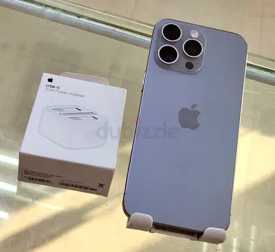iPhone 15 Pro Max Silver with 20W Apple USB-C Charger — Good Condition