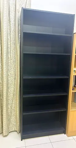 Tall Black Wooden Bookcase / Shelving Unit