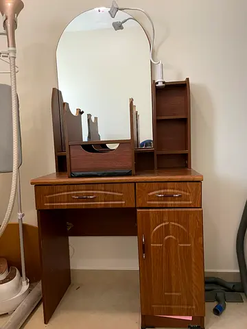 Wooden Dressing Table with Mirror and Drawers - Good Condition