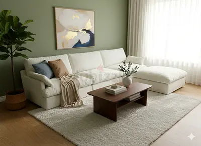 Premium quality feather 🪶 filled modular sofa with ottoman