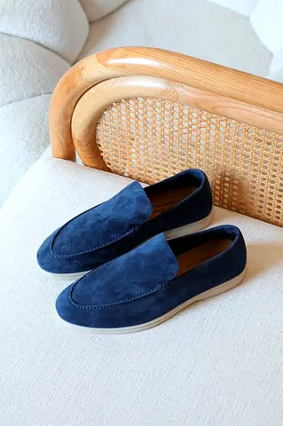 Loro piana mens navy blue summer walk loafers