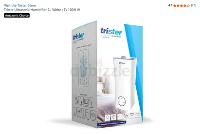 USED ONCE. Trister Ultrasonic Humidifier 2L - Compact, White