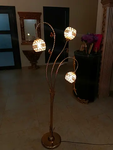 Gold 3-Arm Mosaic Glass Floor Lamp - Elegant Standing Light