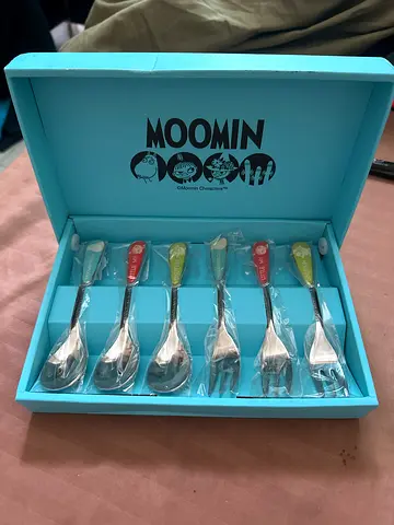 Moomin Stainless Steel Dessert Spoon Set - 6 Pieces, New in Box