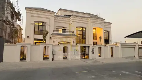 Luxury villa for sale in Al Zahia – Ajman | Land area 6,028 sq ft | Built-up area 5,600 sq ft | 4 b