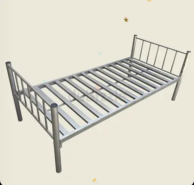 Three Single Metal Bed Frame with Headboard and Footboard - Silver