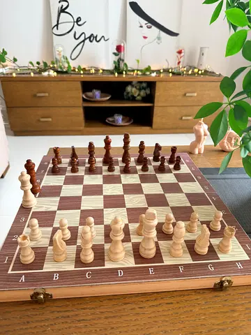 Aesthetic wooden chess set