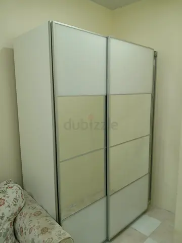 White sliding door wardrobe - 2-door tall closet, good condition